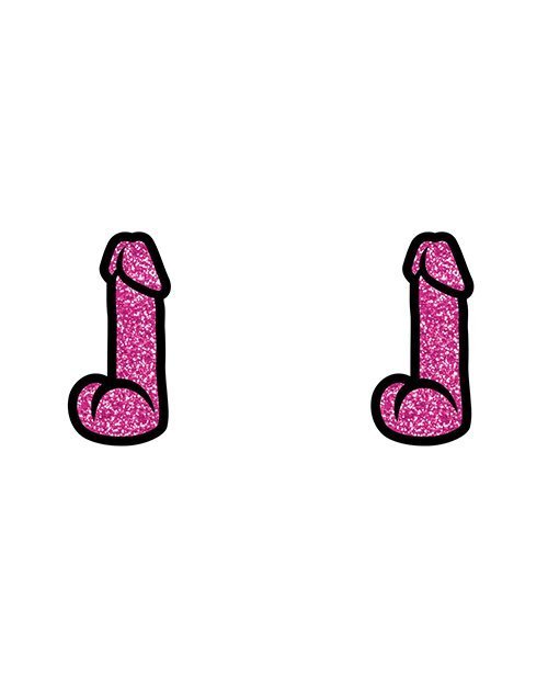 Wood Rocket Sex Toy Dildo Earrings - Pink Glitter - Image 2