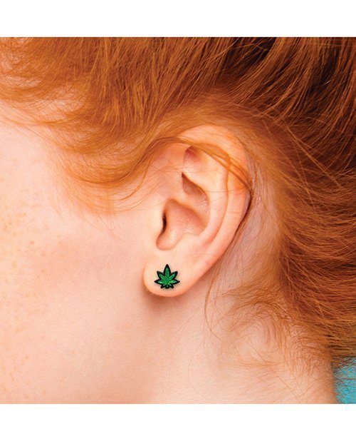 Wood Rocket Weed Earrings - Green - Image 2