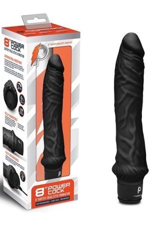 Powercocks 8" Girthy Realistic Vibrator - Black