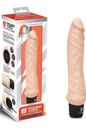 Powercocks 8" Girthy Realistic Vibrator - Ivory