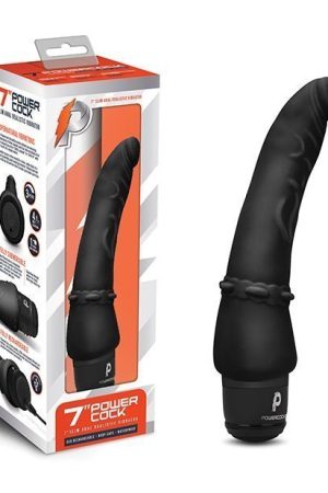 Powercocks 7" Slim Anal Realistic Vibrator - Black