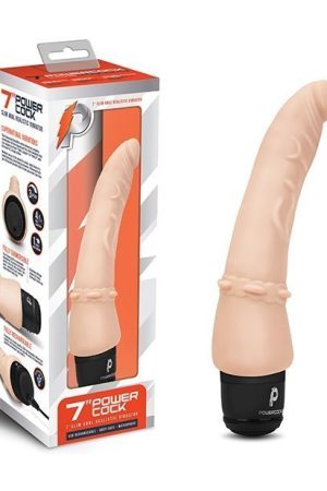 Powercocks 7" Slim Anal Realistic Vibrator - Ivory