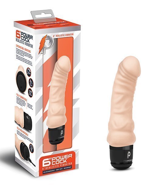Powercocks 6" Realistic Vibrator - Ivory