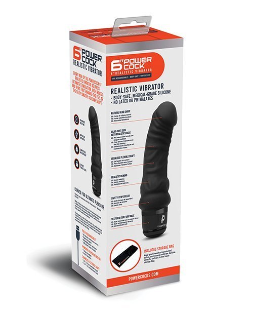 Powercocks 6" Realistic Vibrator - Black - Image 2