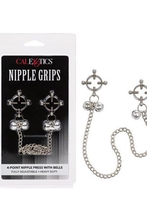 Nipple Grips 4 Point Nipple Press with Bells - Silver