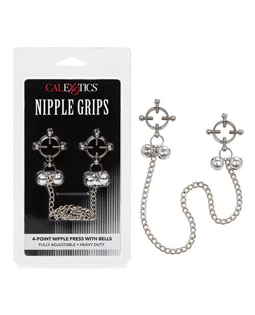 Nipple Grips 4 Point Nipple Press with Bells - Silver