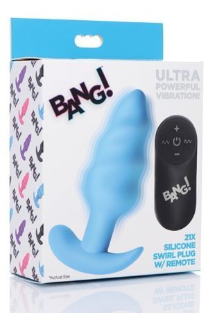 Bang! Vibrating Butt Plug w/Remote Control - Blue