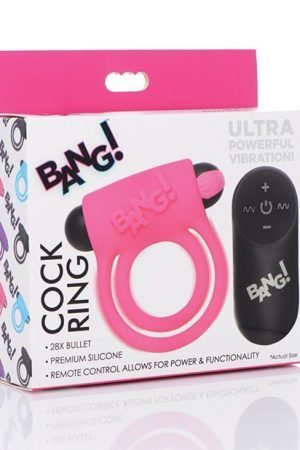 Bang! Vibrating Cock Ring & Bullet w/Remote Control - Pink