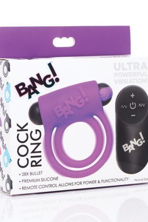 Bang! Vibrating Cock Ring & Bullet w/Remote Control - Purple