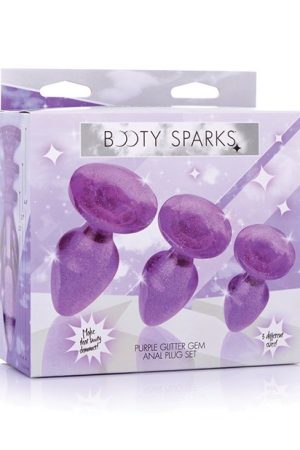 Booty Sparks Glitter Gem Anal Plug Set - Purple