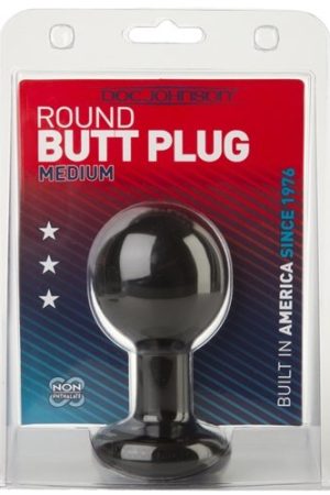 Round Butt Plug - Medium - Black