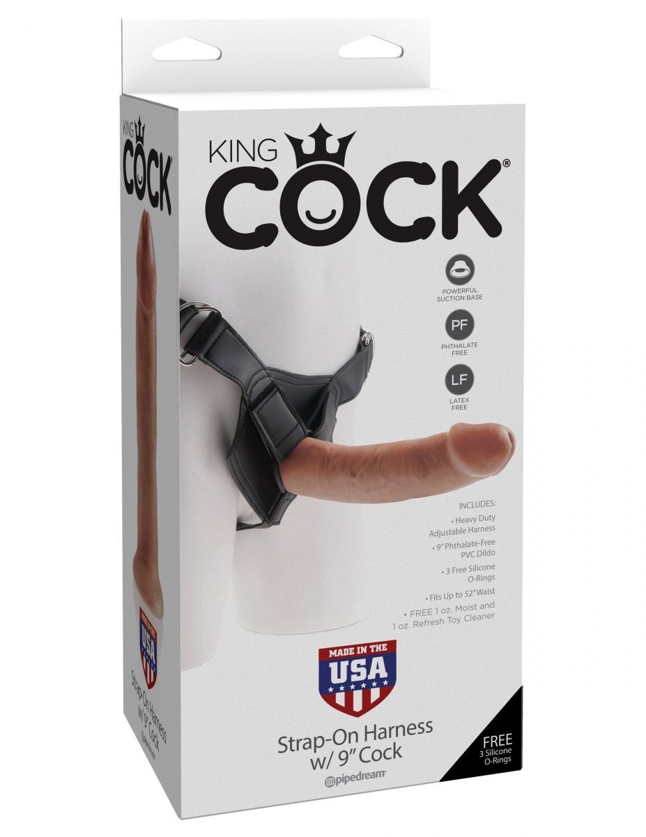 King Cock Strap-on Harness With 9" Cock - Tan