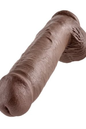 King Cock 11 Inch Cock With Balls - Brown