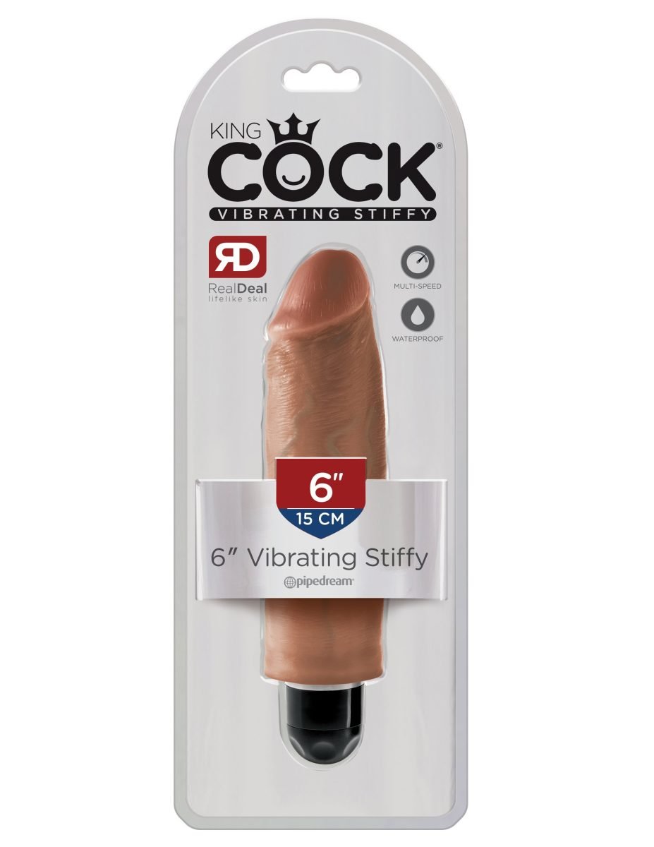 King Cock 6" Vibrating Stiffy - Tan - Image 3