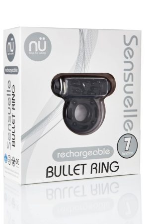 Sensuelle 7 Function Rechargeable Bullet Ring -  Black