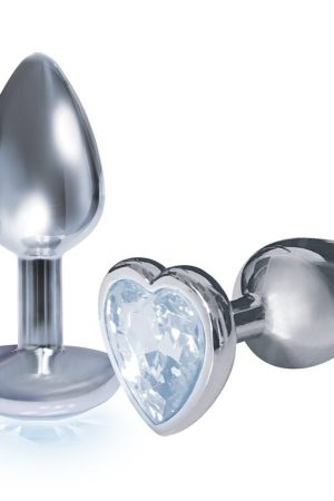 The 9's the Silver Starter Heart Bejeweled Stainless Steel Plug - Diamond