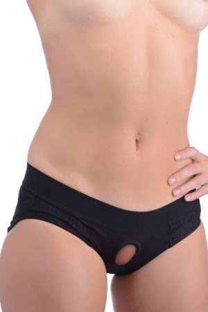 Lace Envy Black Crotchless Panty Harness - L/xl