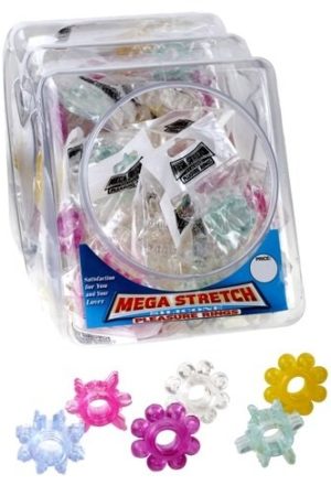Mega Stretch Silicone Pleasure Rings - 72 Piece Fishbowl