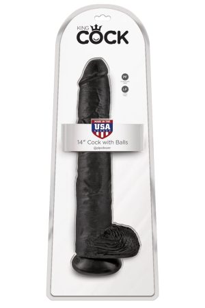 King Cock 14" Cock With Balls - Black