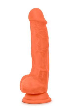 Neo Elite - 7.5 Inch Silicone Dual Density Cock  With Balls - Neon Orange