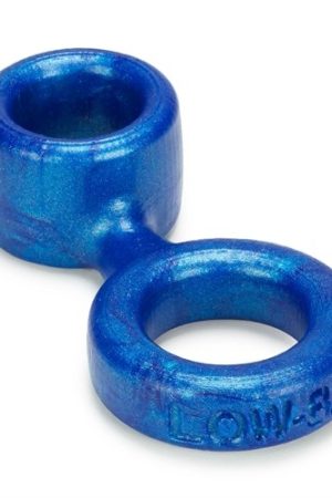 Lowball Cock Ring With Attached Ball Stretcher - Blue Balls