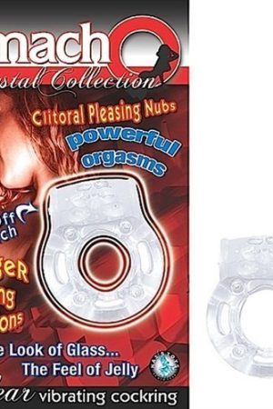 The Macho Crystal Collection Vibrating Cock Ring- Clear
