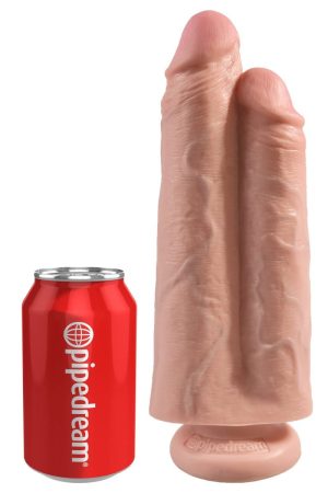 King Cock 9" Two Cocks One Hole - Flesh