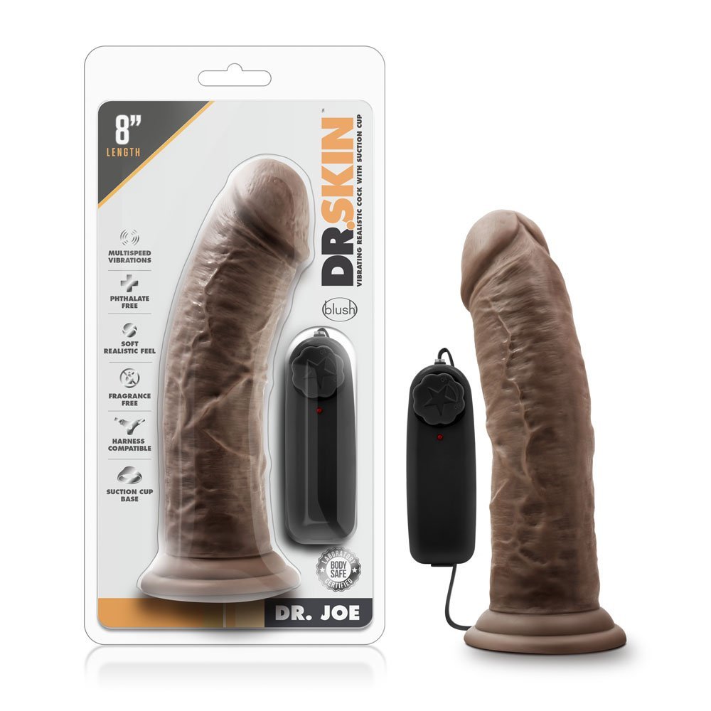 Dr. Skin - Dr. Joe - 8 Inch Vibrating Cock With Suction Cup - Chocolate - Image 2