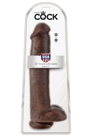 King Cock 15" Cock Wtih Balls - Brown