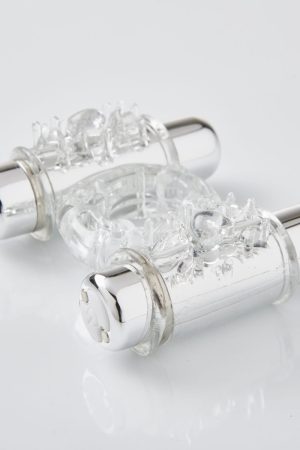 Sensuelle 7 Function Rechargeable Double Action Bullet Ring - Clear