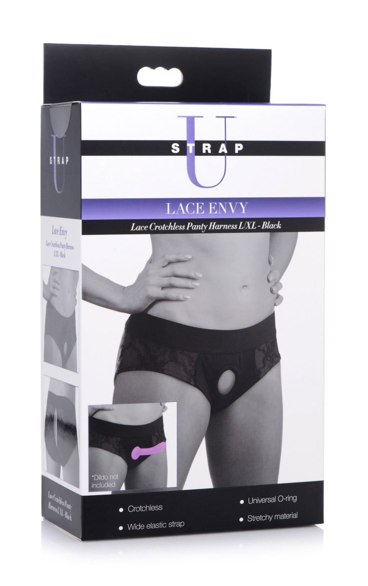 Lace Envy Black Crotchless Panty Harness - L/xl - Image 3