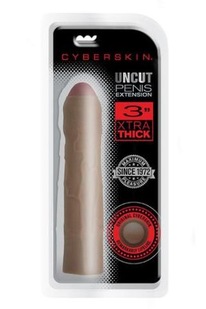 Cyberskin 3 Inch Xtra Thick Uncut Transformer  Penis Extension - Dark