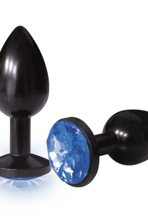 The 9's the Silver Starter Anodized Bejeweled Stainless Steel Plug - Cobalt