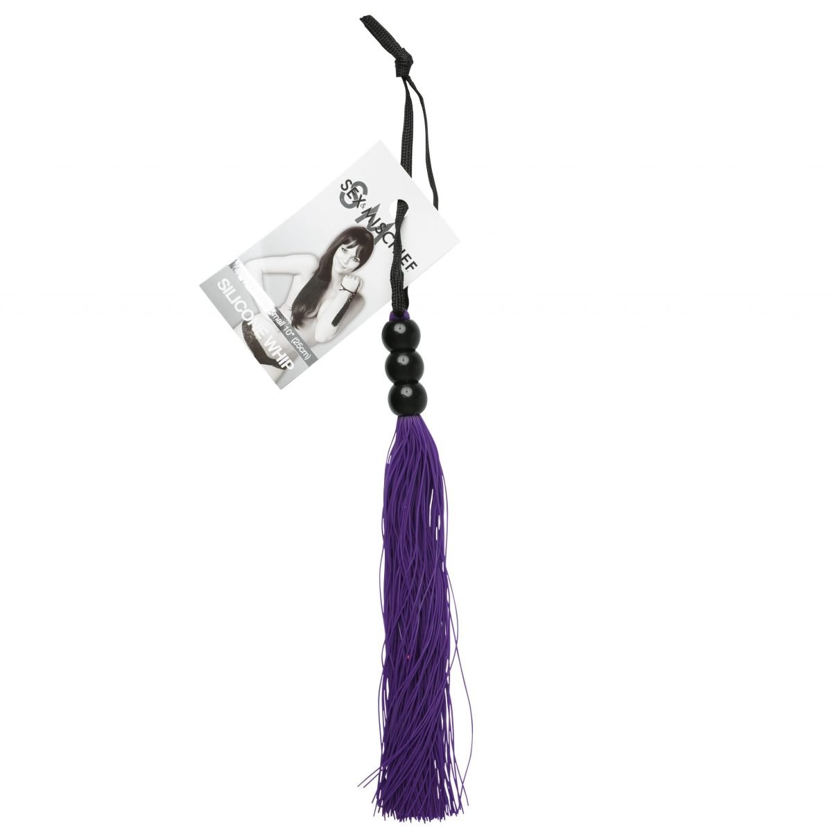 Sex and Mischief Rubber Whip Small 10 Inch - Purple - Image 2
