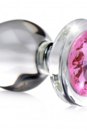 Pink Gem Glass Anal Plug - Small