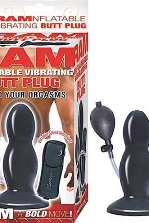 Ram Inflatable Vibrating Butt Plug - Black