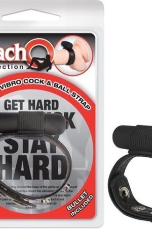 The Macho Collection Snap-on Vibro Cock and Ball Strap - Black