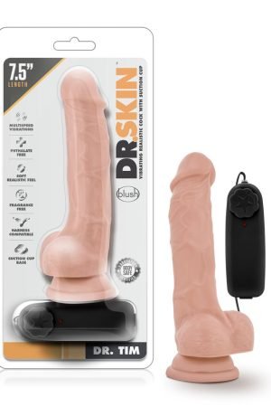 Dr. Skin - Dr. Tim - 7.5 Inch Vibrating Cock With  Suction Cup - Vanilla