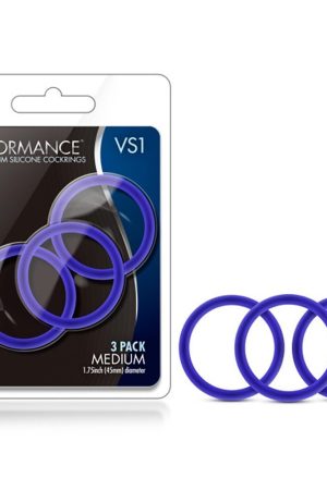 Performance - Vs1 Pure Premium Silicone Cockrings  - Medium - Indigo