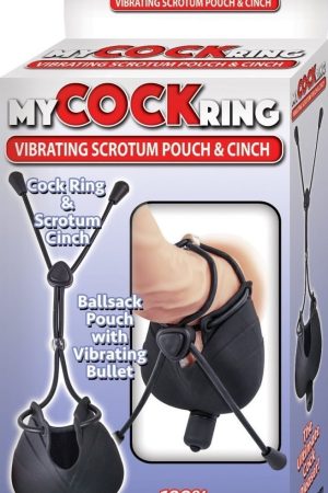 My Cock Ring Vibrating Scrotum Pouch & Cinch -  Black