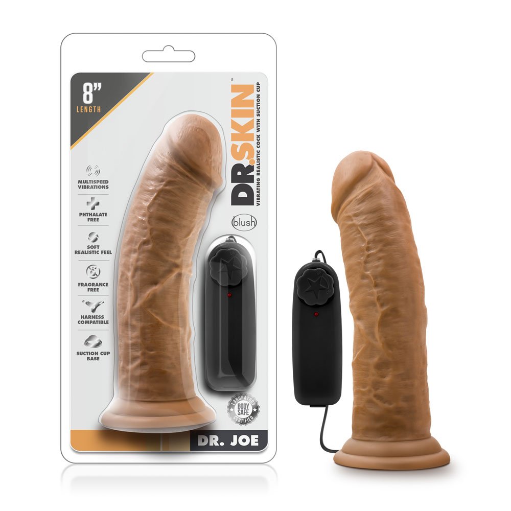 Dr. Skin - Dr. Joe - 8 Inch Vibrating Cock With Suction Cup - Mocha