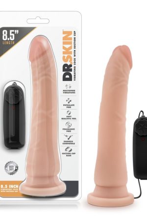 Dr. Skin - 8.5 Inch Vibrating Realistic Cock  With Suction Cup - Vanilla