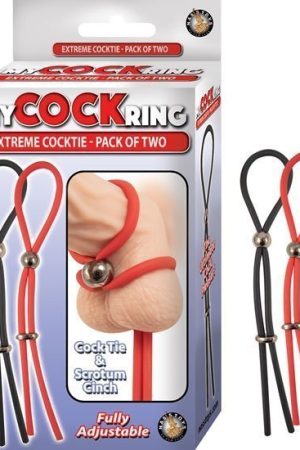 My Cockring Extreme Cocktie-Pack of Two - Black/ Red