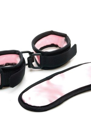 Sex Kitten Mask/Cuff Set  Pink and Black