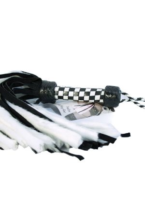Suede and Fluff MINI Flogger - 18" - White/Black