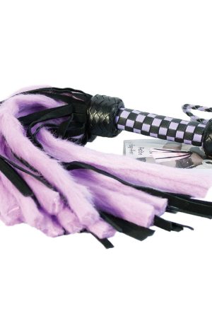 Suede and Fluff MINI Flogger - 18" - Purple/Black