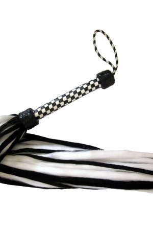Suede and Fluff Flogger - White/Black