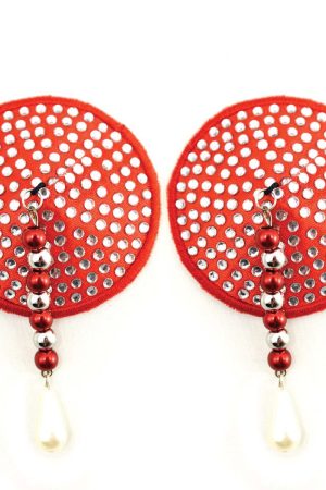 Bijoux de Nip Round Red Crystal Pasties w/ Facet Beads
