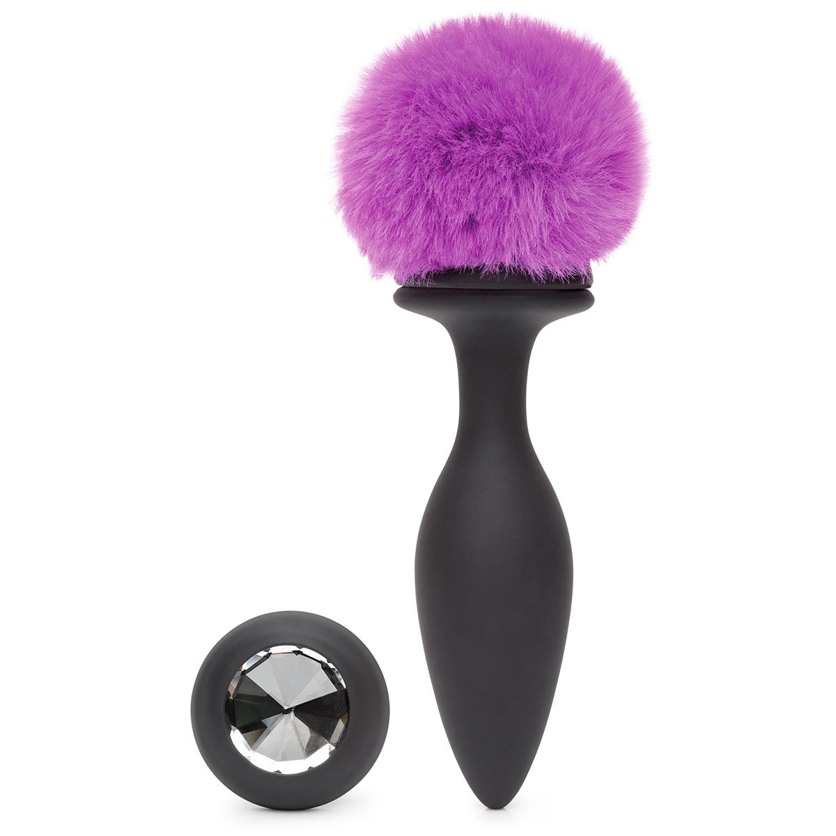 Happy Rabbit Butt Plug Black/Purple Tail Large Rechargeable
