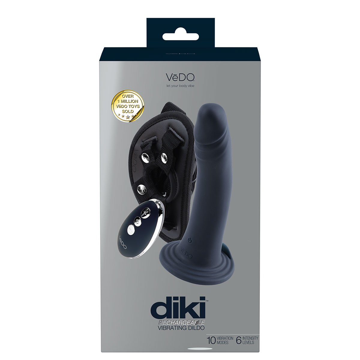 VeDO DIKI Rechargeable Vibrating Strap-On - Black - Image 3